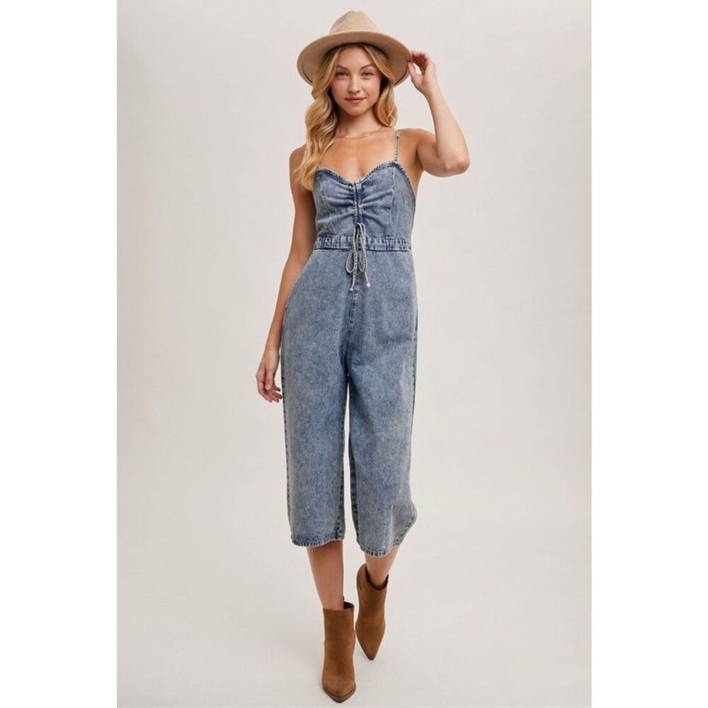 Blueivy Light Acid Washed Smocked Romper Size L
